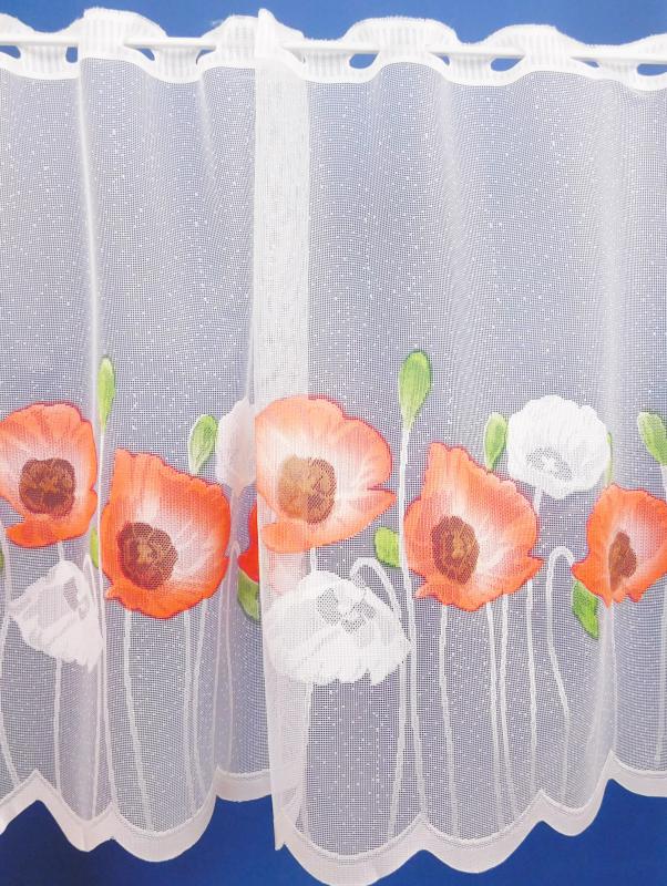 Fehér jaquard vitrage függöny Pipacs 60x110cm