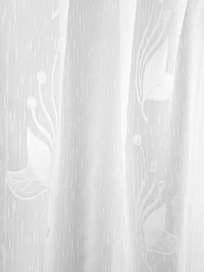 Fehér sable kész függöny fehér leveles minta 120x100cm
