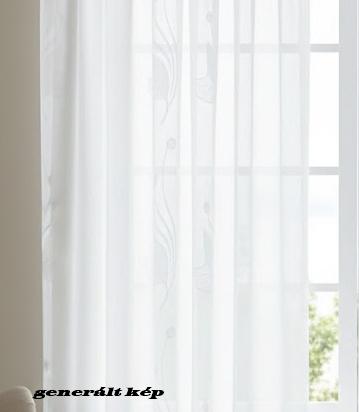 Fehér sable kész függöny fehér leveles mintával 130x140cm