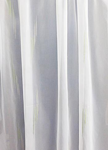 Fehér sable kész függöny halvány zöld-drapp mintával/140x100cm