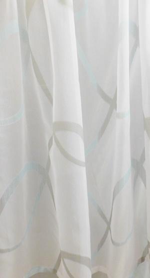 Fehér sable kész függöny szürke kék minta 97x210cm