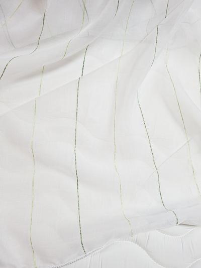 Fehér sable kész függöny vékony zöld csíkos 210x450cm