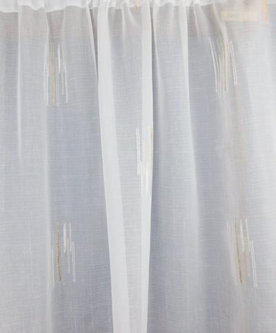 Fehér sable kész függöny VV88 barna drapp beszövéssel 80x70cm bújtatós