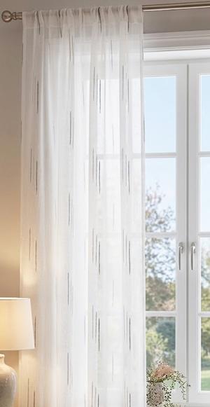 Fehér sable kész függöny VV88 szürke fehér beszövéssel  130x130cm