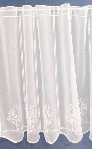 Fehér tüll vitrage függöny himzett fa mintával 60x143cm
