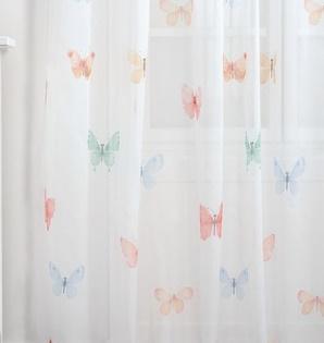 Fehér voila fényáteresztő kész függöny szines lepkés 100x160cm bújtatós