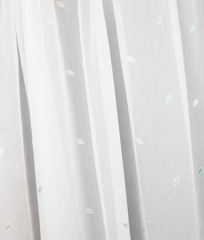 Fehér voila kész függöny apró mintás zöld drapp 80x130cm bújtatós