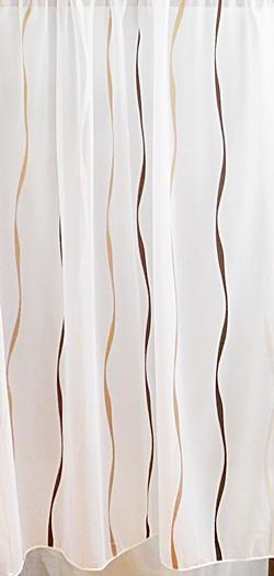 Fehér voila kész függöny barna drapp nyírt mintával H3. 160x250cm