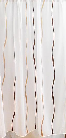 Fehér voila kész függöny barna drapp nyírt mintával H3. 210x300cm