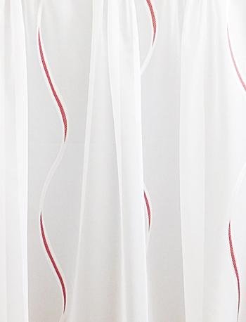 Fehér voila kész függöny bordó nyírt mintával Hullám 160x120cm