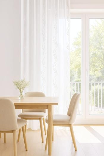 Fehér voila kész függöny fehér mintás Szirom 140x180cm