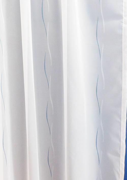 Fehér voila kész függöny kék kicsi hullámos 180x210cm