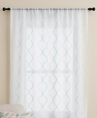 Fehér voila kész függöny nyírt türkisz fehér Hullám 110x170cm bújtatós