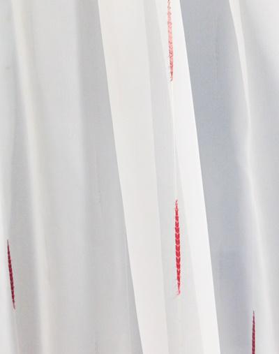 Fehér voila kész függöny piros nyírt mintával 160x220cm