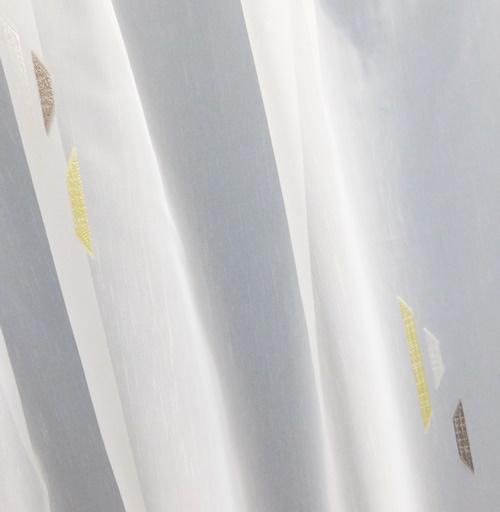 Fehér voila kész függöny sárga barna mintás Justine 04 150x200cm