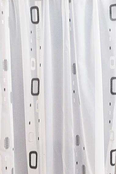 Fehér voila kész függöny szürke nyírt mintával Ovál 170x180cm