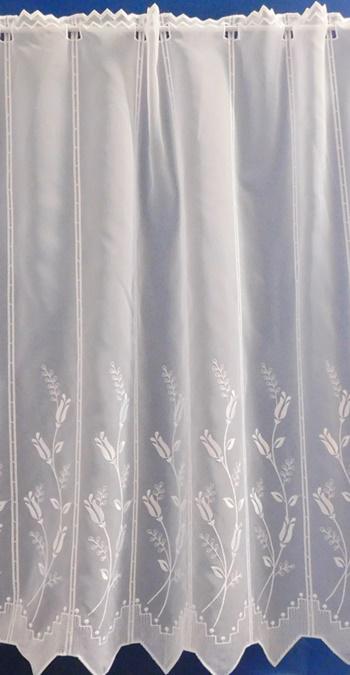 Fehér voila kész függöny tulipán hímzéssel 90x115cm