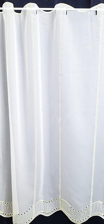 Fehér voila kész függöny zöld bordűrrel 90x160cm