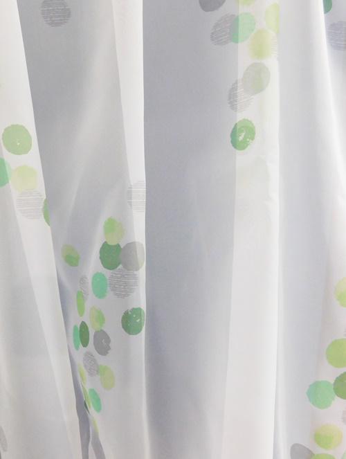 Fehér voila kész függöny zöld szürke mintával 130x170cm