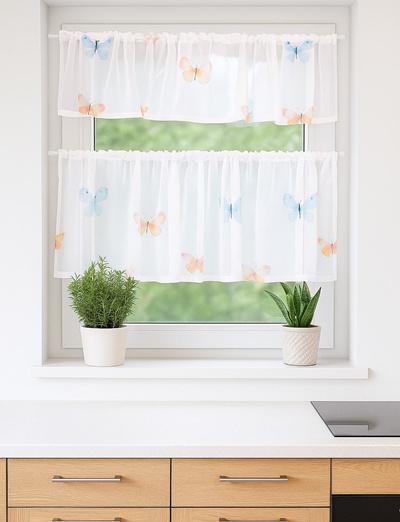 Fehér voila kész függönyszett lepkés 140cm 2 részes