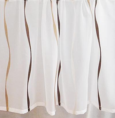 Fehér voila kész vitrage függöny barna drapp nyírt mintával H3. 60x80cm