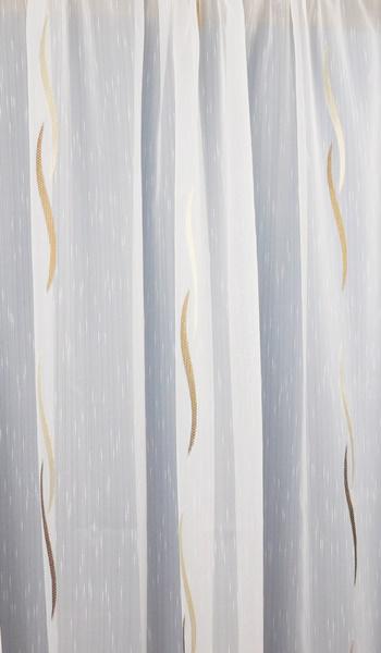 Fehér voila-sable kész függöny barna drapp hullám Krisztina 120x160cm bújtatós