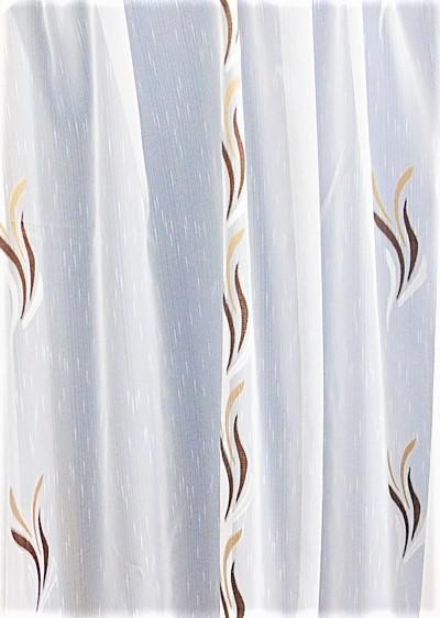 Fehér voila-sable kész függöny barna drapp nyírt Szirom 130x160cm