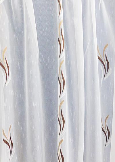 Fehér voila-sable kész függöny barna drapp nyírt Szirom 175x300cm