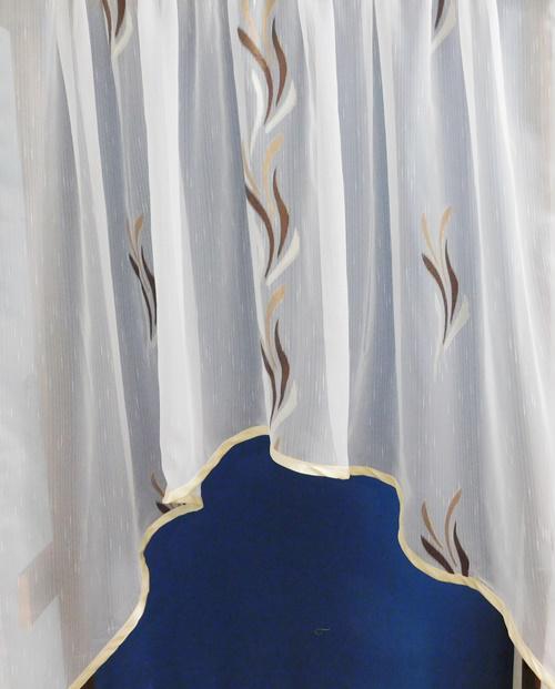 Fehér voila-sable kész függöny barna drapp nyírt Szirom 90x220cm panoráma