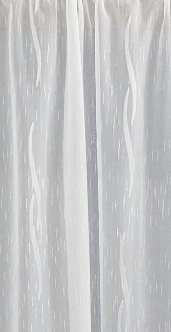 Fehér voila-sable kész függöny fehér nyírt mintával Krisztina 110x120cm bújtatós