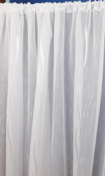 Fehér voila-sable kész függöny fehér nyírt mintával Krisztina 60x180cm bújtatós