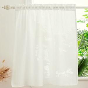 Fehér voila vitrage függöny fehér nyírt mintával Csepp 45x100cm
