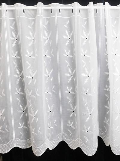 Fehér voila vitrage függöny hímzett futó virágos 60x150cm