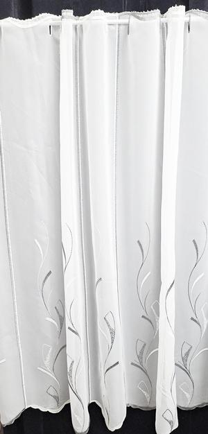 Fehér voila vitrage függöny Szürke hímzett 90x125cm