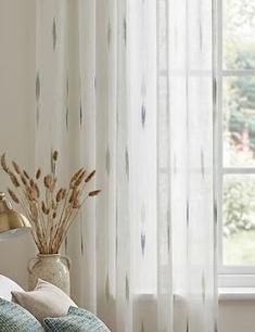 Fehér zöld kék türkisz mintás sable kész függöny 100x120cm