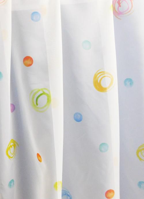 Fényáteresztő kész függöny színes karikás törtfehér 90x90cm