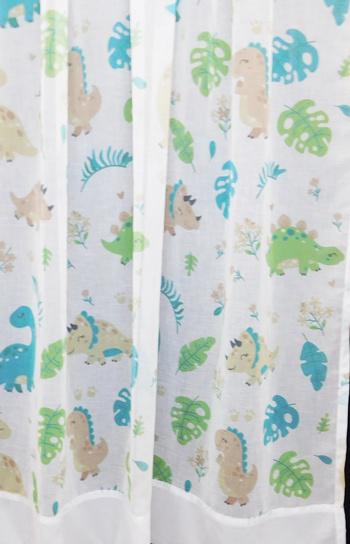 Gyerekmintás voila kész függöny Dinoszaurusz 140x130cm bordűrös