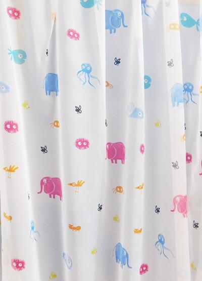 Gyerekmintás voila kész függöny fehér állatkás AM. 100x140cm