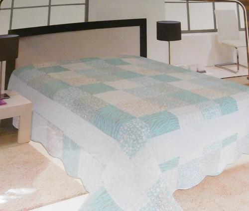Kék kockás ágytakaró steppelt 180x260cm