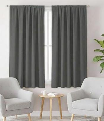 Kész blackout sötétítő függöny grafit 180x65cm ráncolóval párban