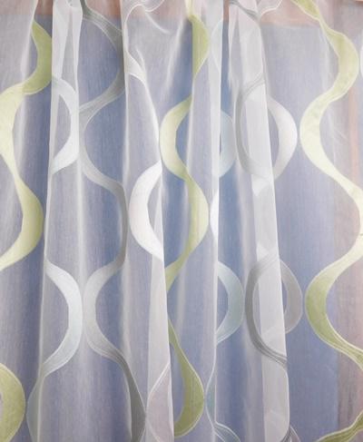 Kész függöny organza zöld vízkék szürke hullám minta 180x180cm