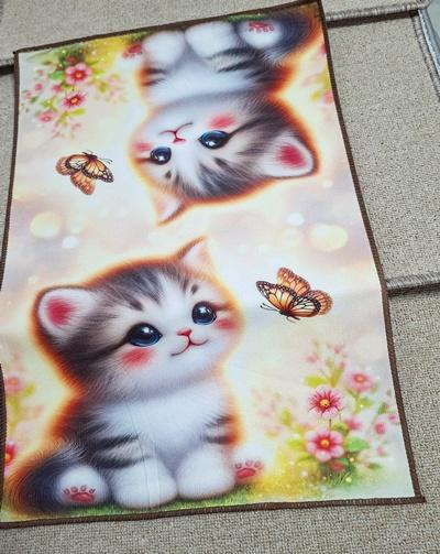 Konyharuha, dekorációs textil mikroszálas cicás 1.