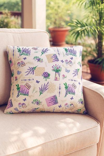 Levendula kancsó lepke díszpárna 32x32cm