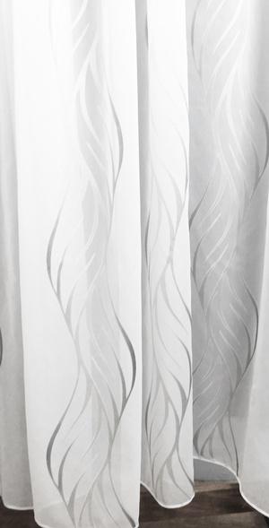 Nyírt mintás fehér voila kész függöny szürke hullám HD88. 180x260cm