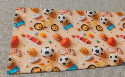 Pamut puplin kispárnahuzat POLLY KIDS 3D/11 foci, bicikli, gördeszka 40x50cm