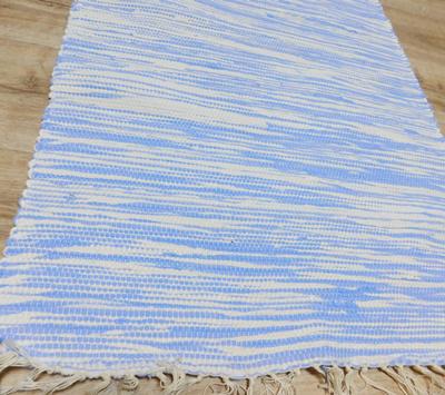 Rongyszőnyeg pamut középkék fehér csíkos 70x128cm