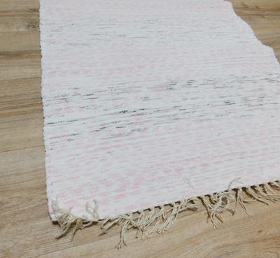 Rongyszőnyeg pamut rózsaszín fehér csíkos 70x150cm