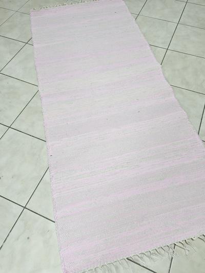 Rongyszőnyeg pamut rózsaszín szürke csíkos 75x175cm