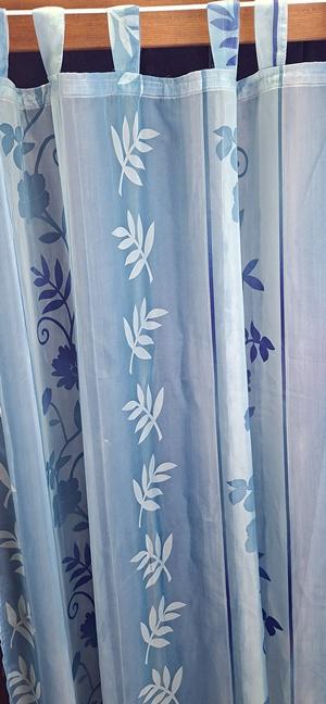 Szürkéskék mintás voila függöny párban füles 240x138cm
