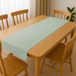 Asztali futó leveles mintával vizzöld 40x180cm